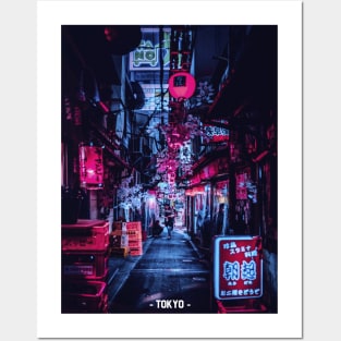 Tokyo Street Neon Synthwave Posters and Art